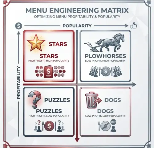 The Boston Matrix applied to restaurants: 4 types of dishes.
