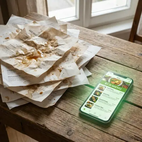 Paper waste vs Eco-friendly Digital Menu