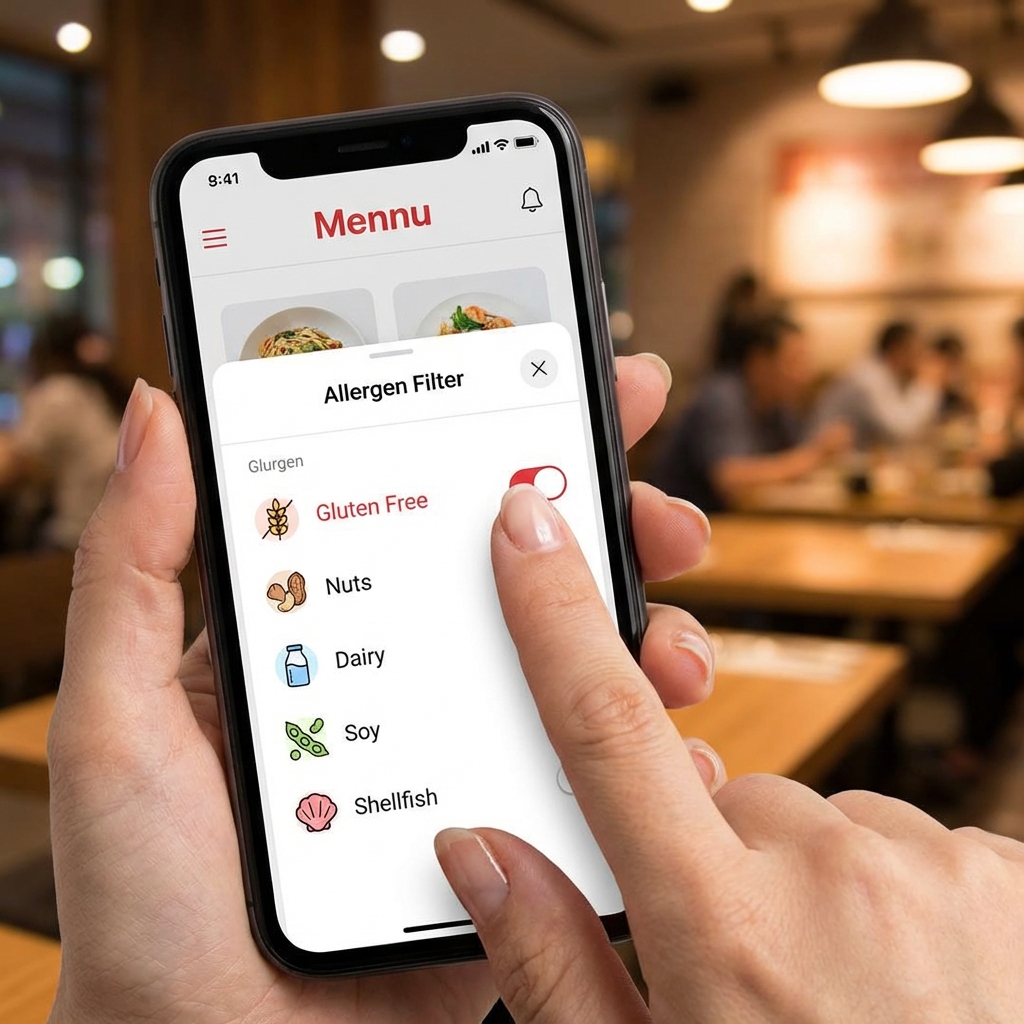 Filtros de alérgenos en menú digital